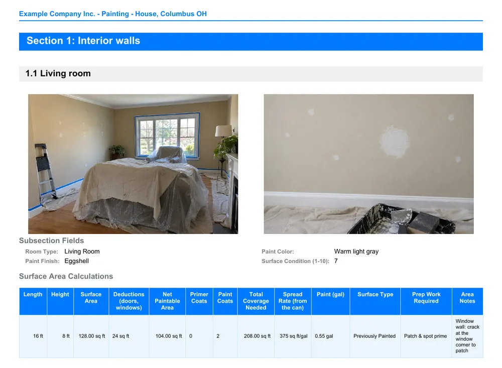 A page of the PDF report with the site photos