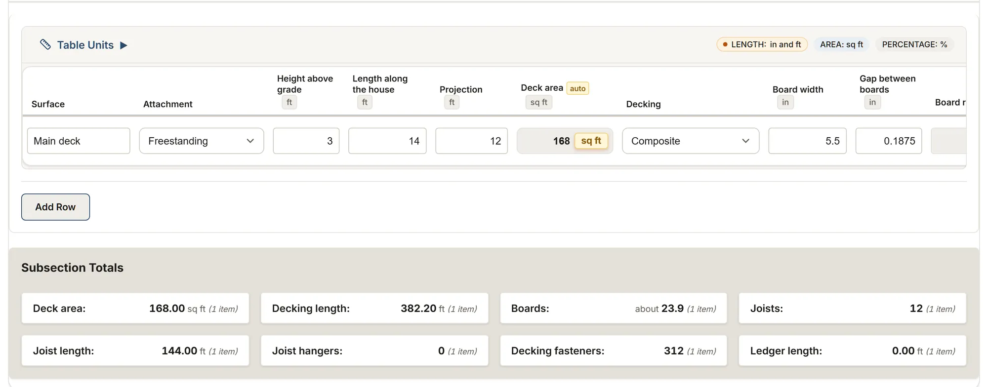 Deck survey: a filled-in survey in MesuPro