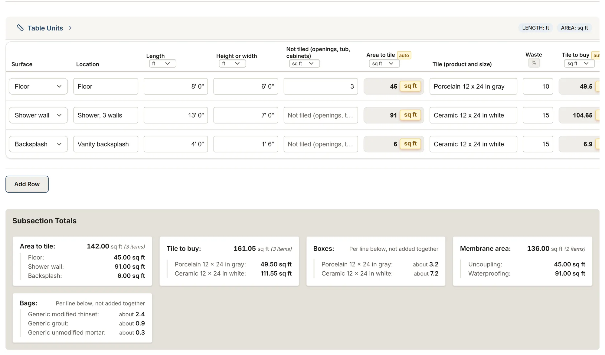 Tile installation survey: a filled-in survey in MesuPro