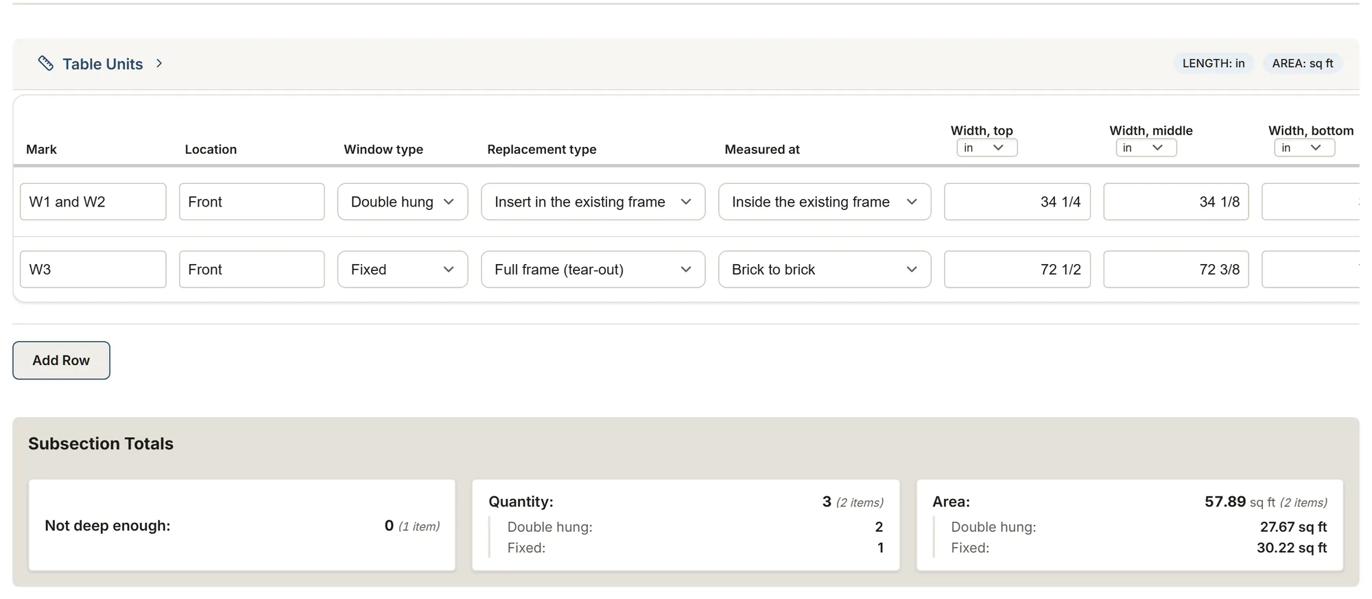 Windows and doors: replacement measure: a filled-in survey in MesuPro