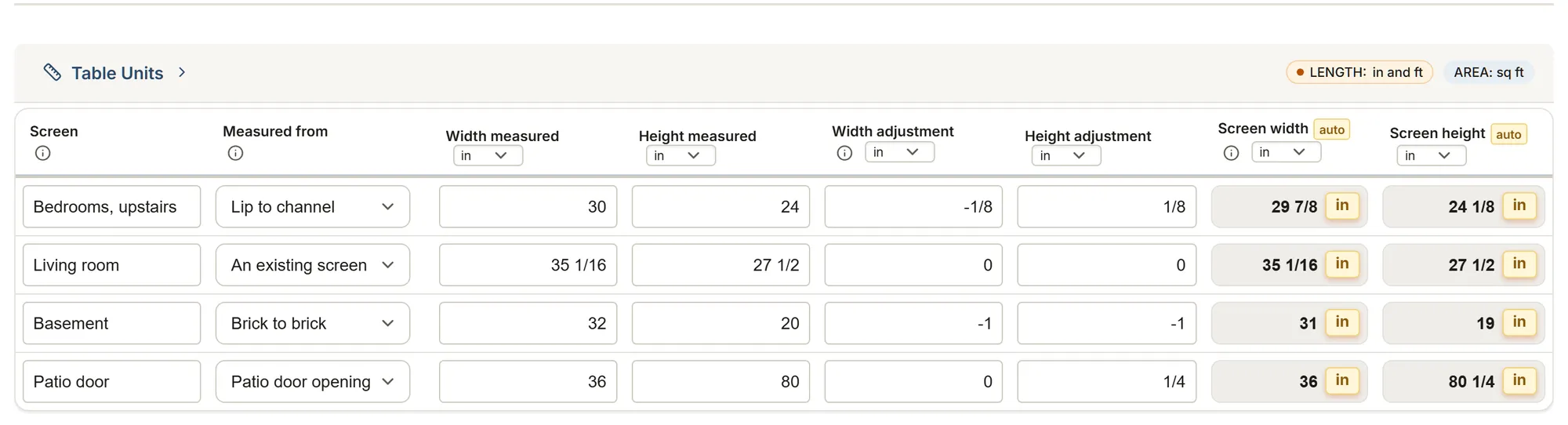 Window screen survey: a filled-in survey in MesuPro